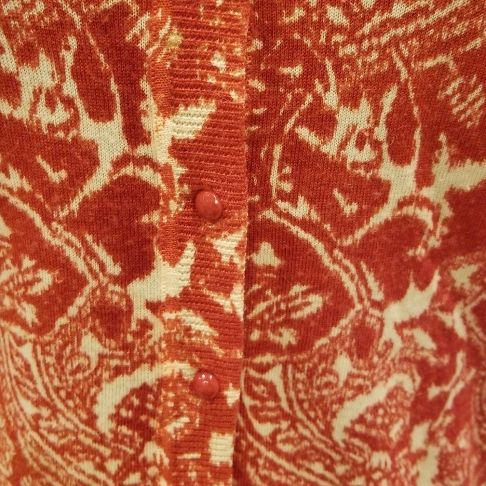 Talbots Rust With Tan Printed Size M Cardigan - image 4